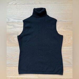 Black Sleeveless cashmere Turtleneck Sweater